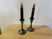 Pewter taper candlesticks (pair)