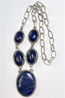19" Sterling Lapis Necklace 27 Grams (Gorgeous)