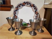 Pewter goblet set (4), Imperial English china