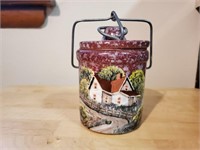 Hand painted cheese crock