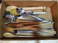 Box of spoons, kitchen utensils