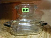 Pyrex, Fire King covered baking dishes (3)