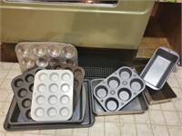 Muffin pans, cookie sheets, loaf, baking pans