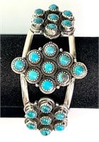 Large Sterling Turquoise Cuff 48 Grams