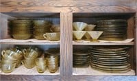 Yellow Depression glass collection
Two shelves