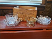 Yeast box, crystal & glassware assortment