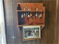 Spoon collection, advertisement, wall rack