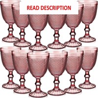 $53  12 Pcs 10oz Wine Glasses  Embossed Pattern