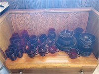 Mixed lot of ruby red dishes