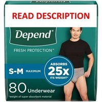 $55  Depend Men's Incontinence Underwear S/M 80Ct