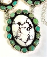 22" Sterling White Buffalo/Turquoise Necklace 125G