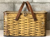 Vintage Metal Picnic Basket filled with Linens