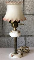 Hand Painted Vintage Milk Glass Lamp