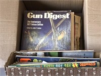Box Filled with Gun Digests, Guns and Ammo, etc.