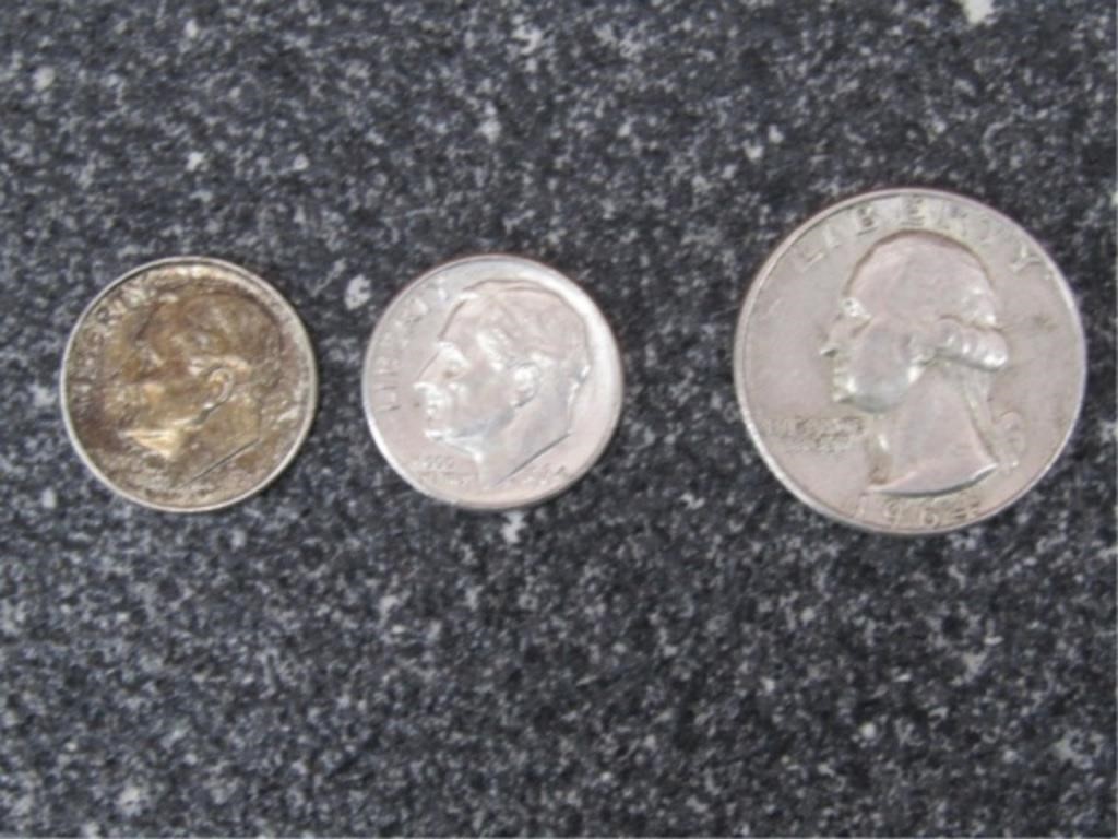 2-1964 Silver Dimes & 1964 Silver Quarter