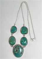 17" Sterling Turquoise Necklace 36 Grams