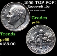 Proof 1959 Roosevelt Dime TOP POP! 10c Graded pr69