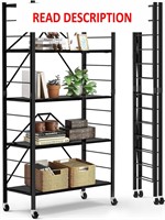 $130  5 Tier Foldable Storage Shelves with Wheels