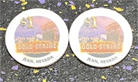 2 Gold Strike Hotel & Gambling Hall $1 Chips,