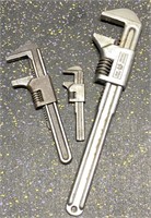 3 Monkey Wrenches, Different Sizes