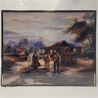 16" x 20" Framed Cowboy Print, No Shipping
