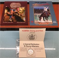 Calgary Stampede programs & Alberta 75 medallion