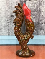 Vtg. glazed ceramic rooster statue
