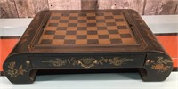 Vtg. wooden box Chinese table chess set