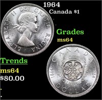 1964 Canada Silver Dollar 1 Grades Choice Unc