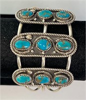 Solid Sterling Turquoise Cuff 36 Grams