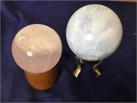 Polished Rose Quartz & Blue Calcite Sphere