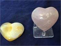 Rose Quartz & Carnelian Carved Healing Hearts