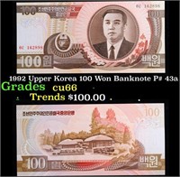 1992 Upper Korea 100 Won Banknote P# 43a Grades Ge