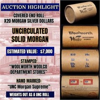 High Value! - Covered End Roll - Marked "Unc Morga