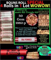 THIS AUCTION ONLY! BU Shotgun Lincoln 1c roll, 198