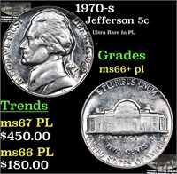1970-s Jefferson Nickel 5c Grades GEM++ PL