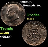 1983-p Kennedy Half Dollar 50c Grades GEM+ Unc