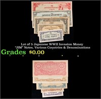 Lot of 5 Japanese WWII Invasion Money "JIM" Notes,