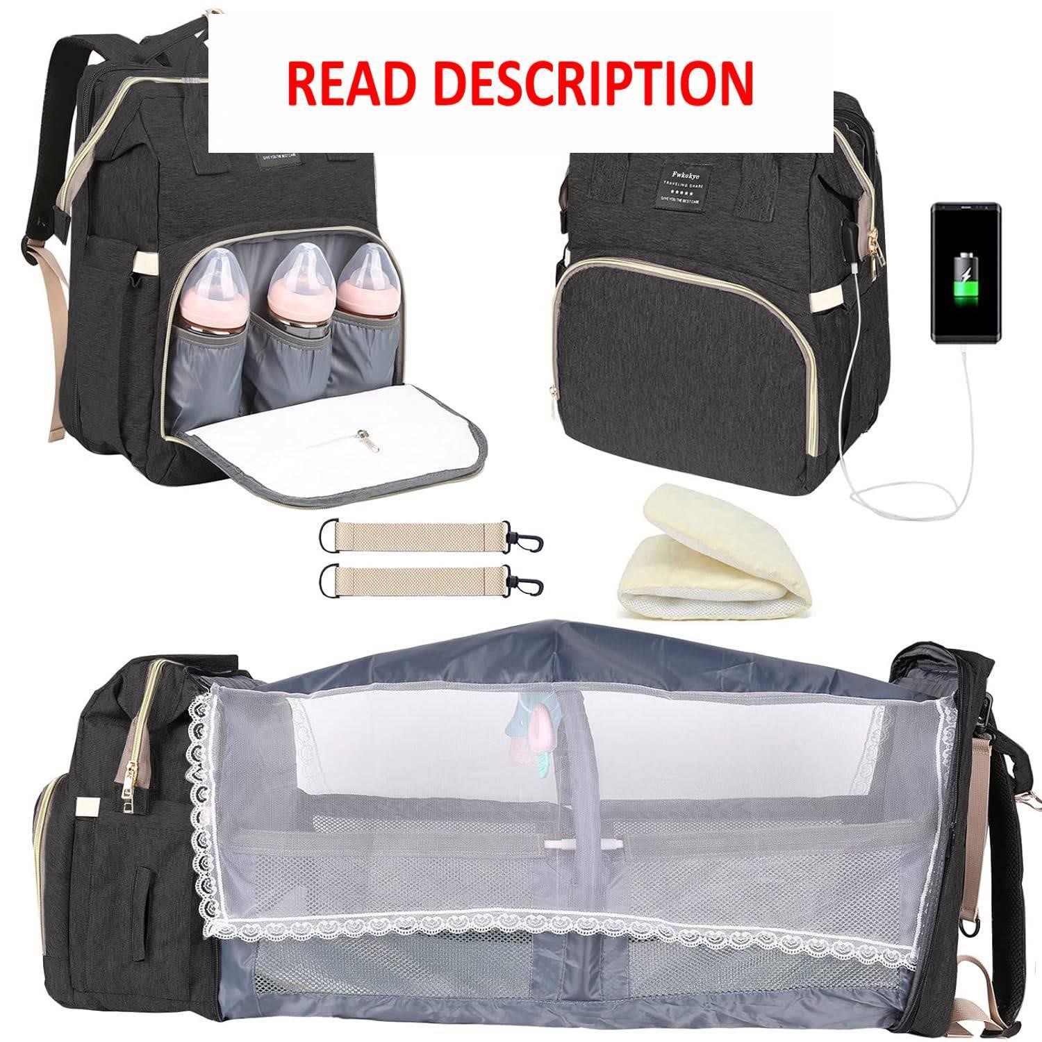 $40  Baby Diaper Bag Backpack  USB Port  Black-1