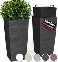 $80  Mueller M-Resin Tall Planter Set  Dark Grey