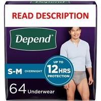 $57  Depend Night Underwear for Men  S/M  64Ct