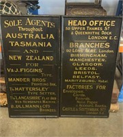 2 X VINTAGE TIMBER  ADVERTISING SIGNS