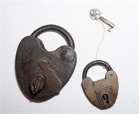 2 antique locks w keys