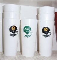 vintage Steelers & Jets plastic cups