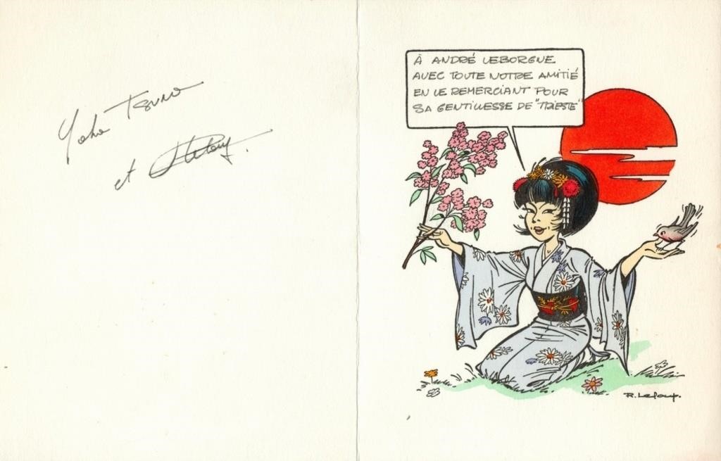 Leloup. Carte de voeux Yoko Tsuno + couleurs