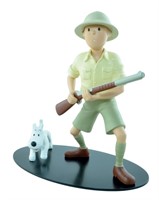 Tintin. Statuette Tintin en explorateur et Milou