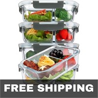 5-Pack Glass Meal Prep Containers: 2 Compartments