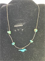 Sterling Turquoise Bird Necklace