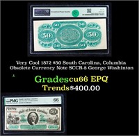 Very Cool 1872 $50 South Carolina, Columbia Obsole