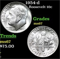 1954-d Roosevelt Dime 10c Grades GEM++ Unc